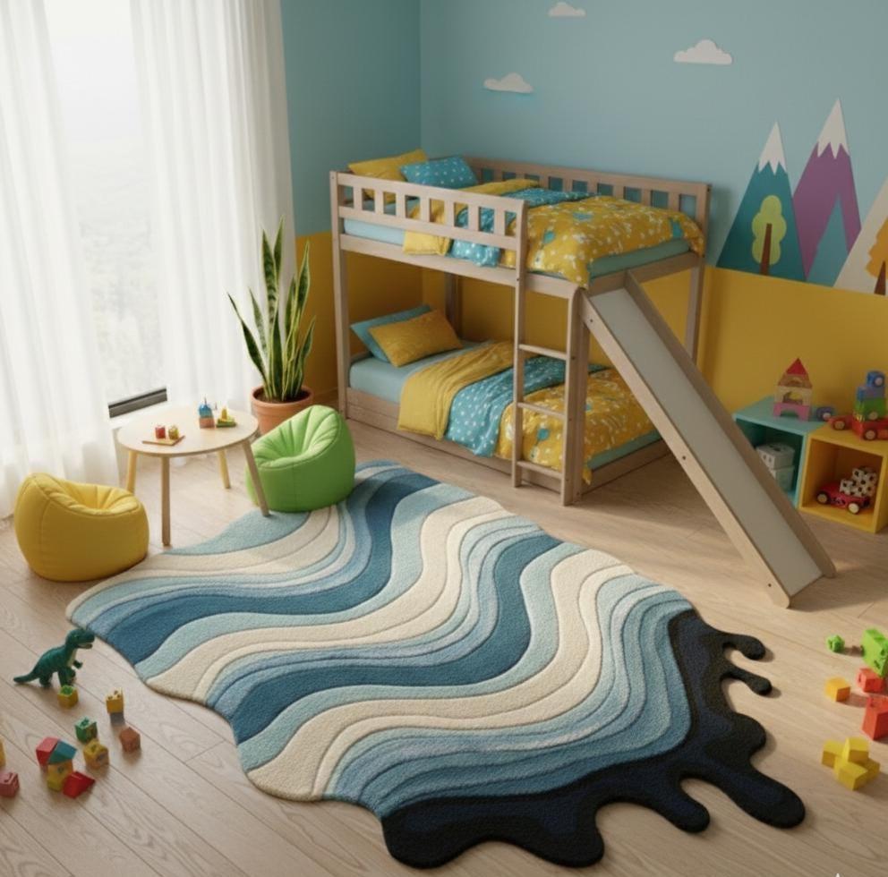 Blue Coastal Wool Rug – Hand Tufted Kids' Ocean Bedroom Rug – image 2