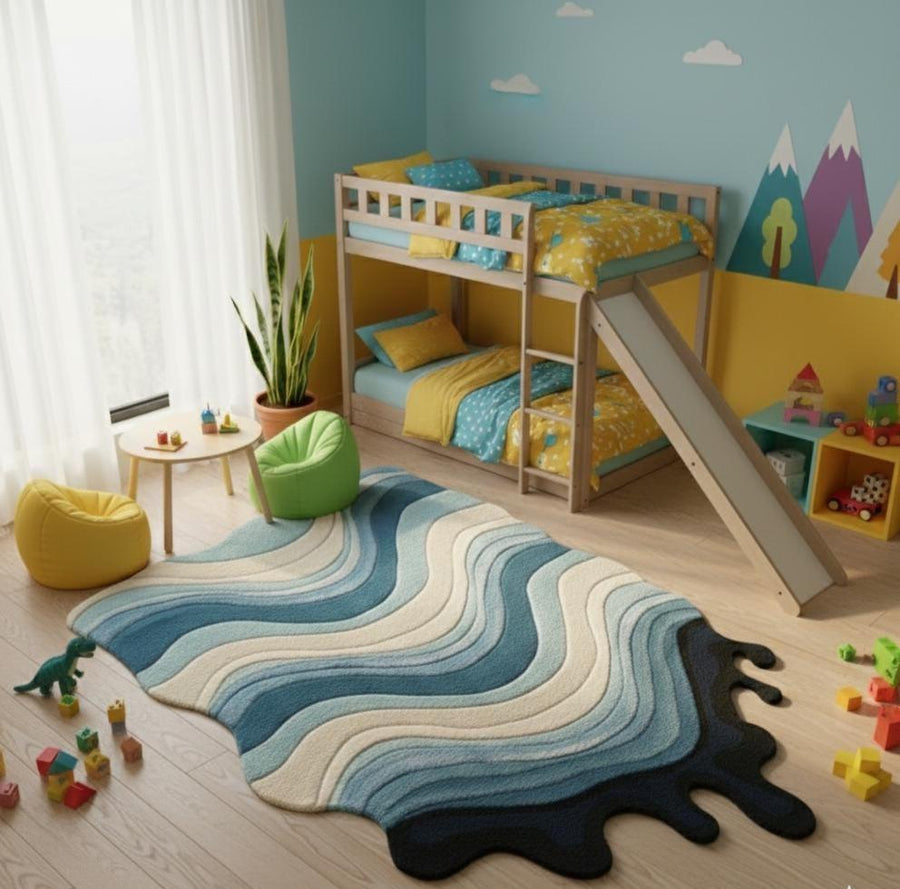 Blue Coastal Wool Rug – Hand Tufted Kids' Ocean Bedroom Rug – image 2