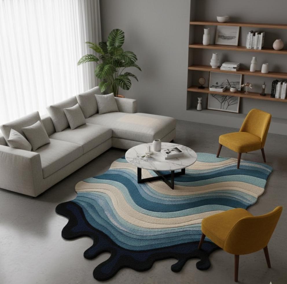 Blue Coastal Wool Rug – Hand Tufted Kids' Ocean Bedroom Rug – image 3