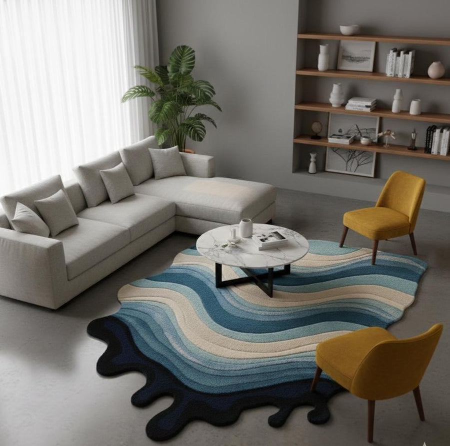 Blue Coastal Wool Rug – Hand Tufted Kids' Ocean Bedroom Rug – image 3