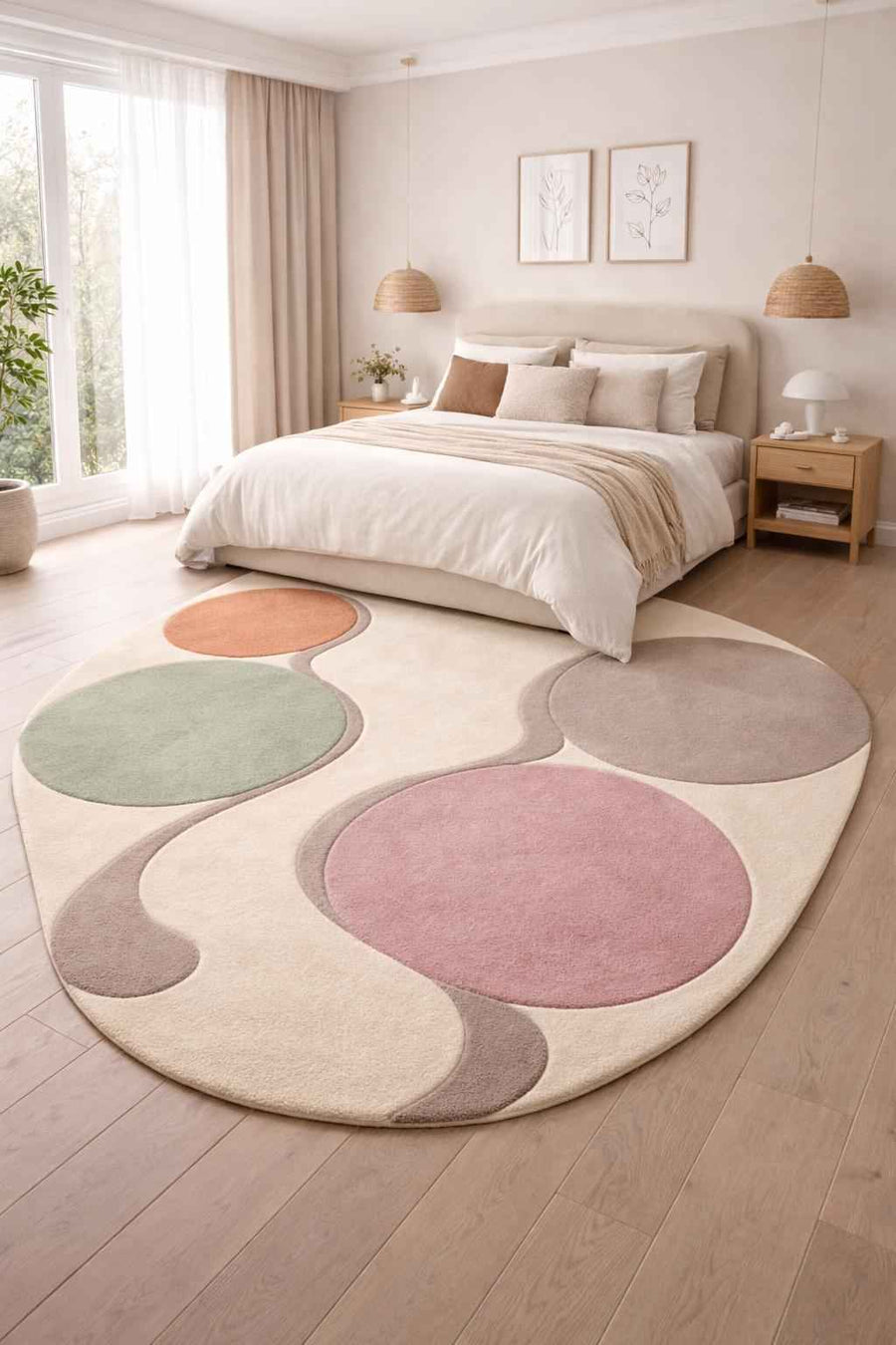 Geometric Designer Wool Rug – Hand Tufted Custom Shape Rug