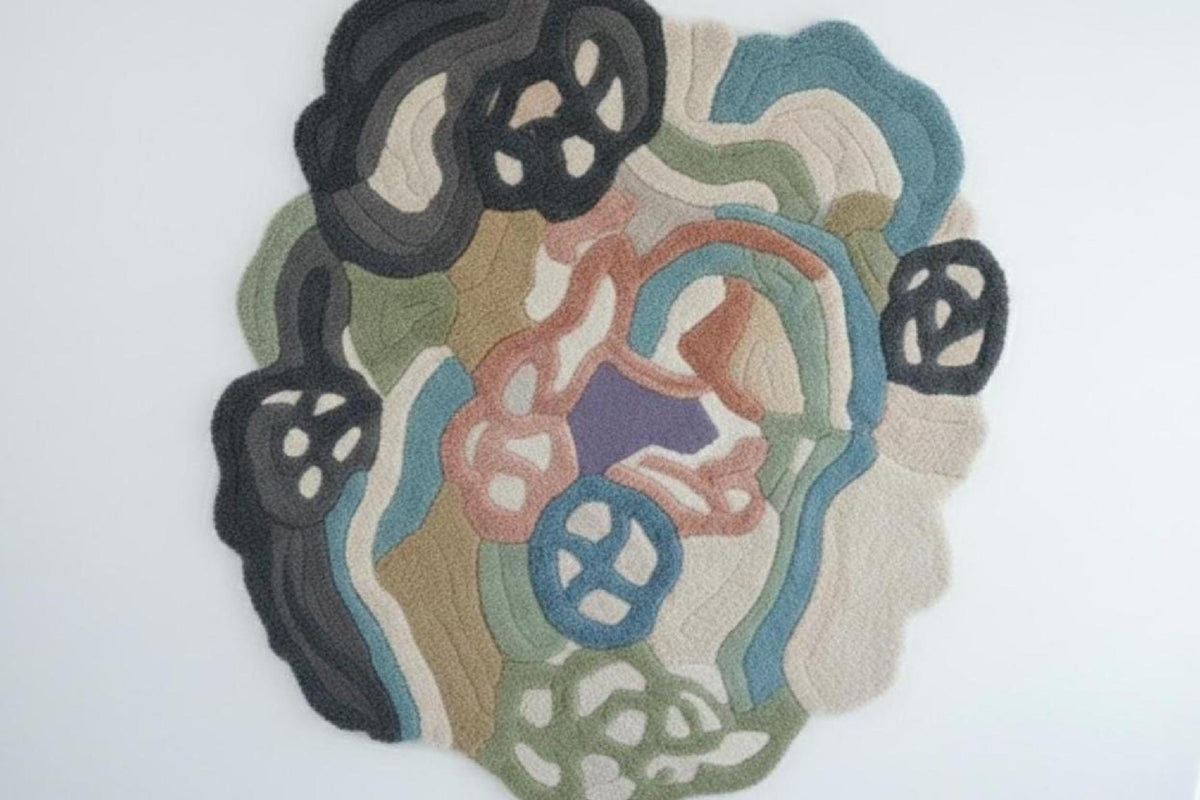 Neutral Boho Abstract Wool Rug – Hand Tufted Sculpted Designer Rug – image 6