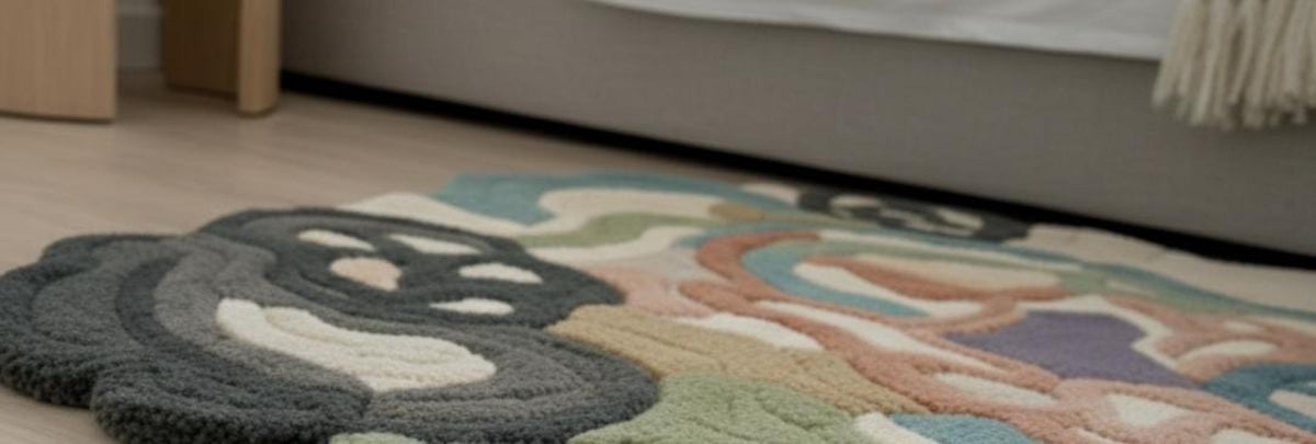 Neutral Boho Abstract Wool Rug – Hand Tufted Sculpted Designer Rug – image 8