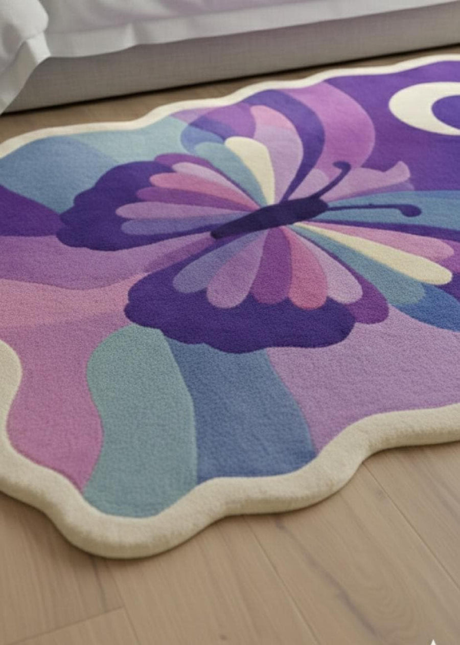Purple Butterfly Shaped Rug – Hand Tufted Boho Kids' Wool Rug – image 2