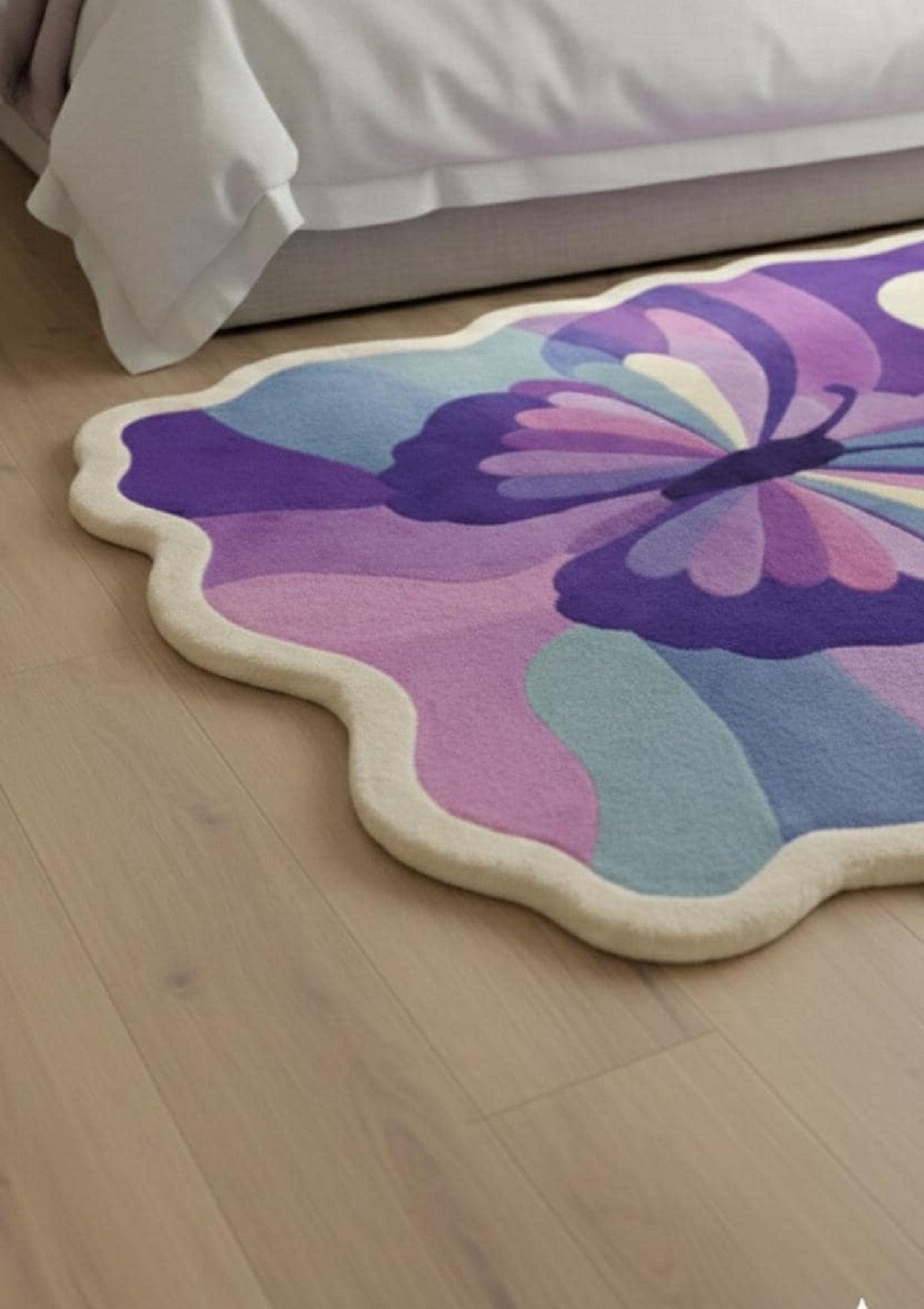 Purple Butterfly Shaped Rug – Hand Tufted Boho Kids' Wool Rug – image 6