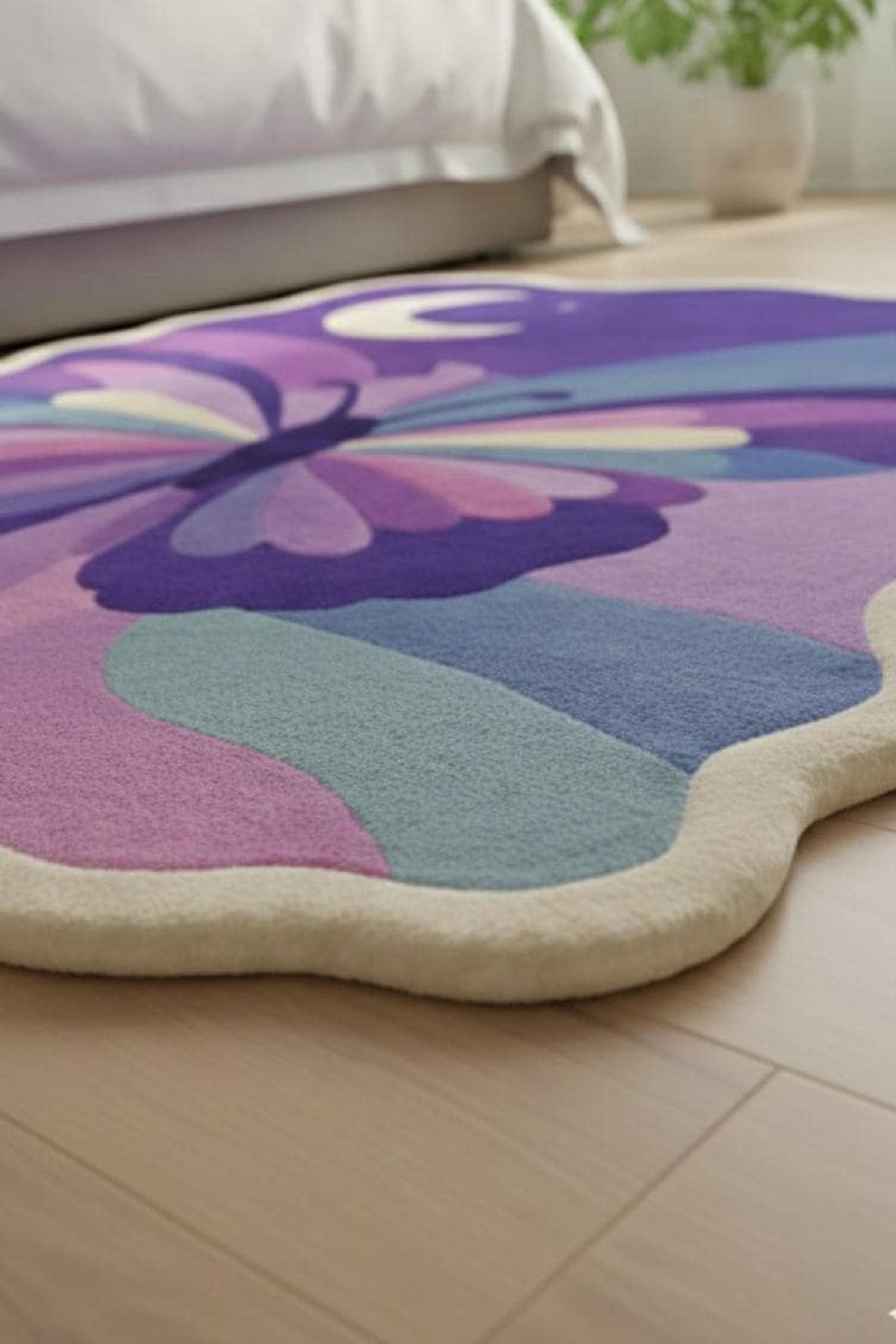 Purple Butterfly Shaped Rug – Hand Tufted Boho Kids' Wool Rug – image 7