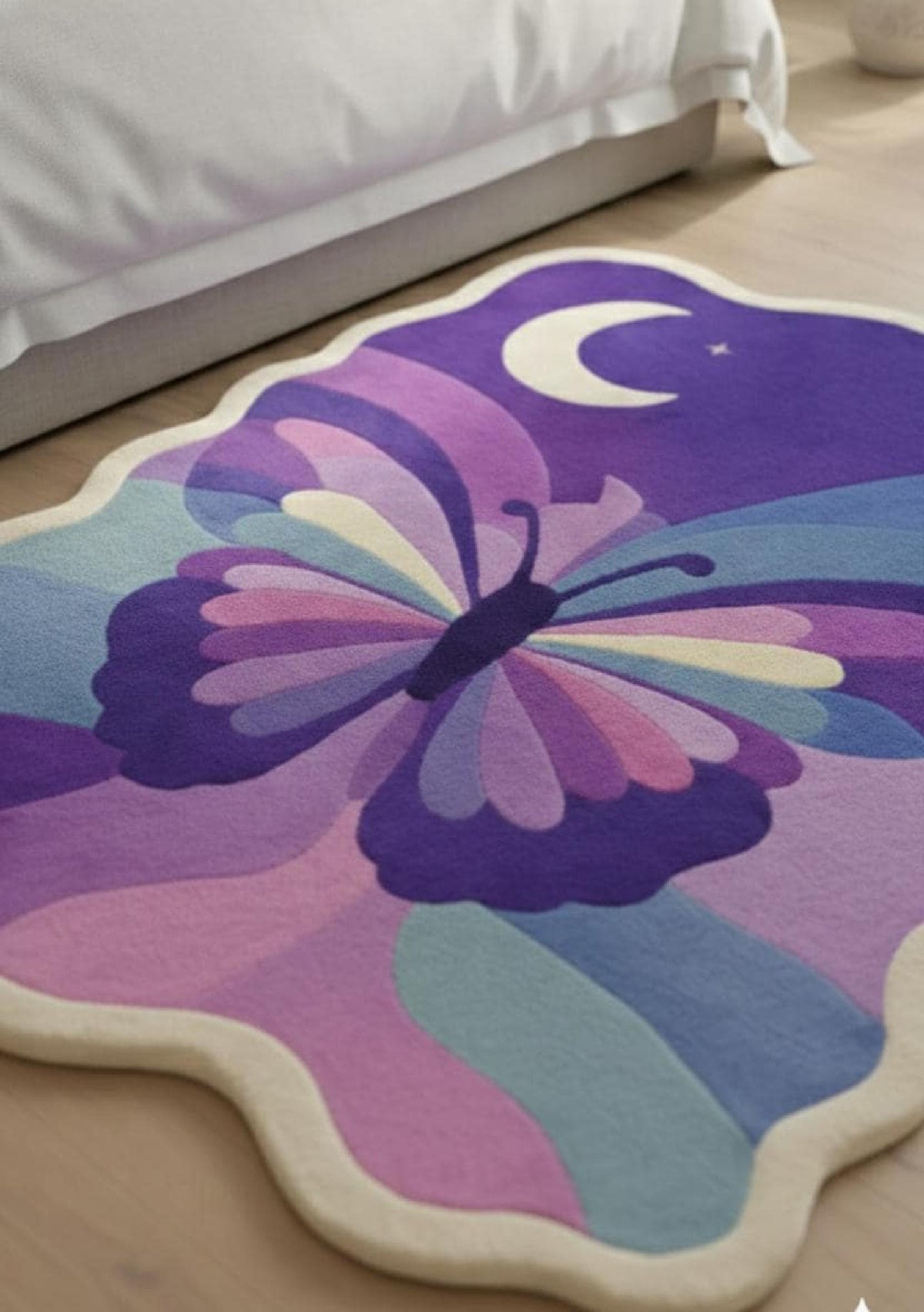Purple Butterfly Shaped Rug – Hand Tufted Boho Kids' Wool Rug – image 8