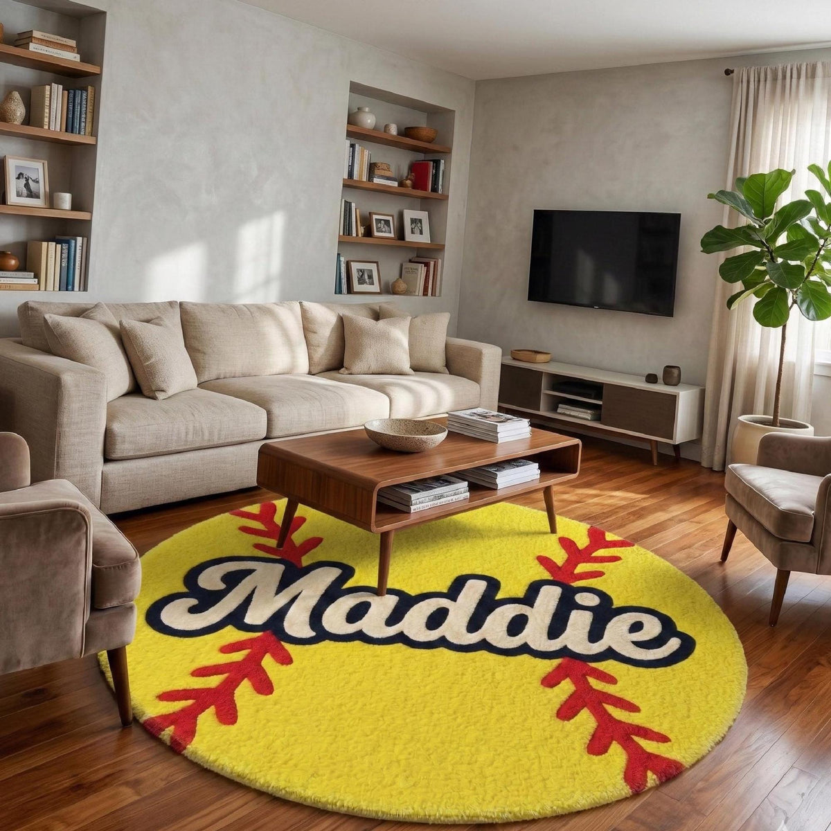 Personalised Softball Name Rug – Hand Tufted Wool Kids' Sports Rug – image 5