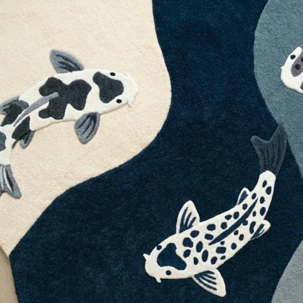 Koi Fish Wool Rug – Hand Tufted Japanese Style Irregular Rug – image 2