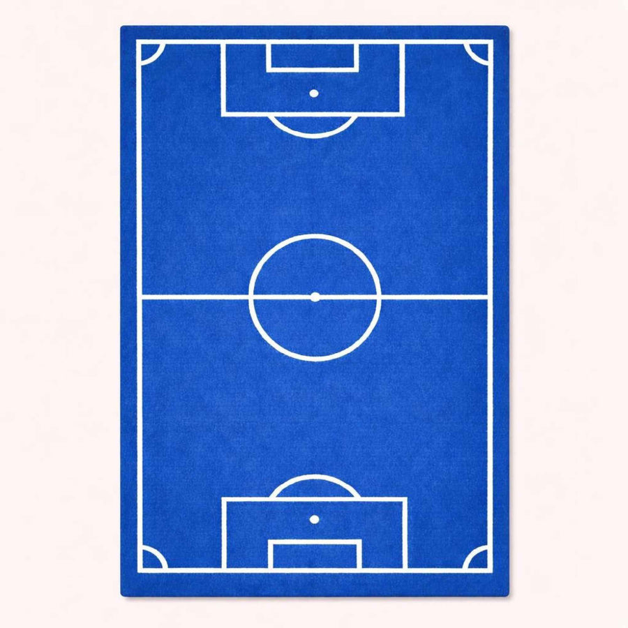 Blue Football Pitch Rug – Hand Tufted Kids' Sports Room Rug