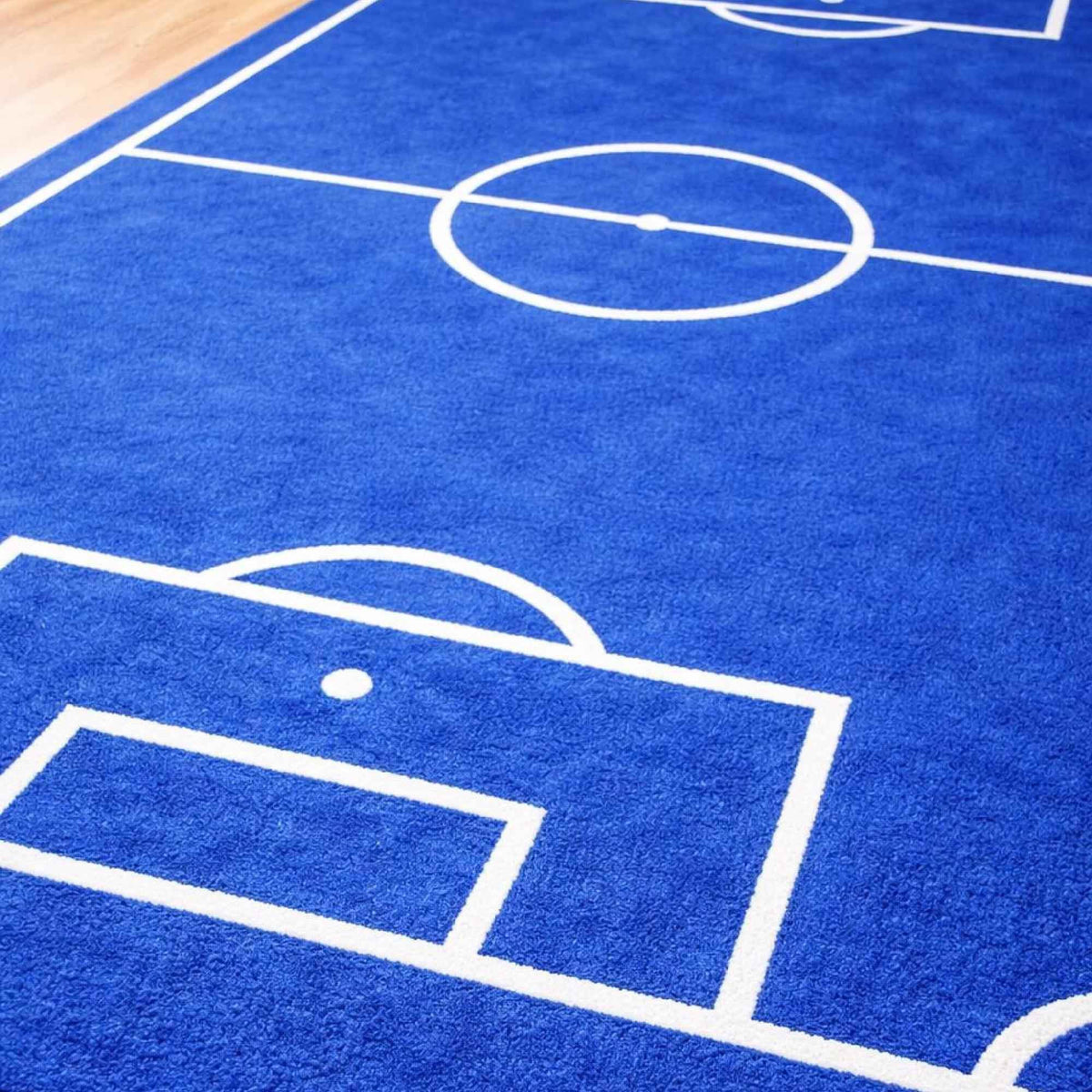 Blue Football Pitch Rug – Hand Tufted Kids' Sports Room Rug