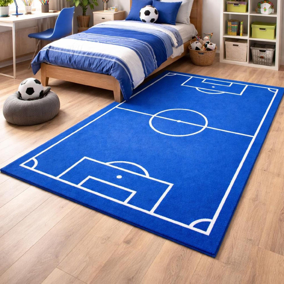 Blue Football Pitch Rug – Hand Tufted Kids' Sports Room Rug – image 7