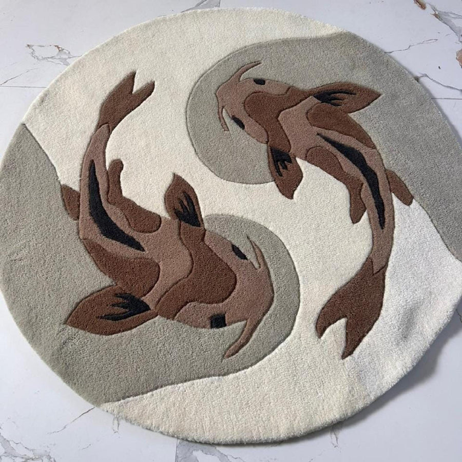 Koi Fish Round Rug – Hand Tufted Japanese Zen Decor Rug – image 2