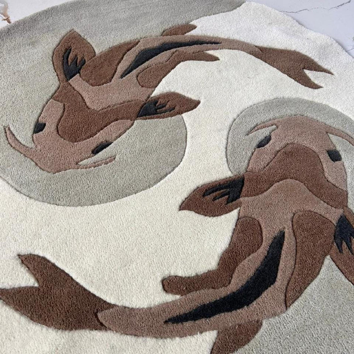 Koi Fish Round Rug – Hand Tufted Japanese Zen Decor Rug – image 7