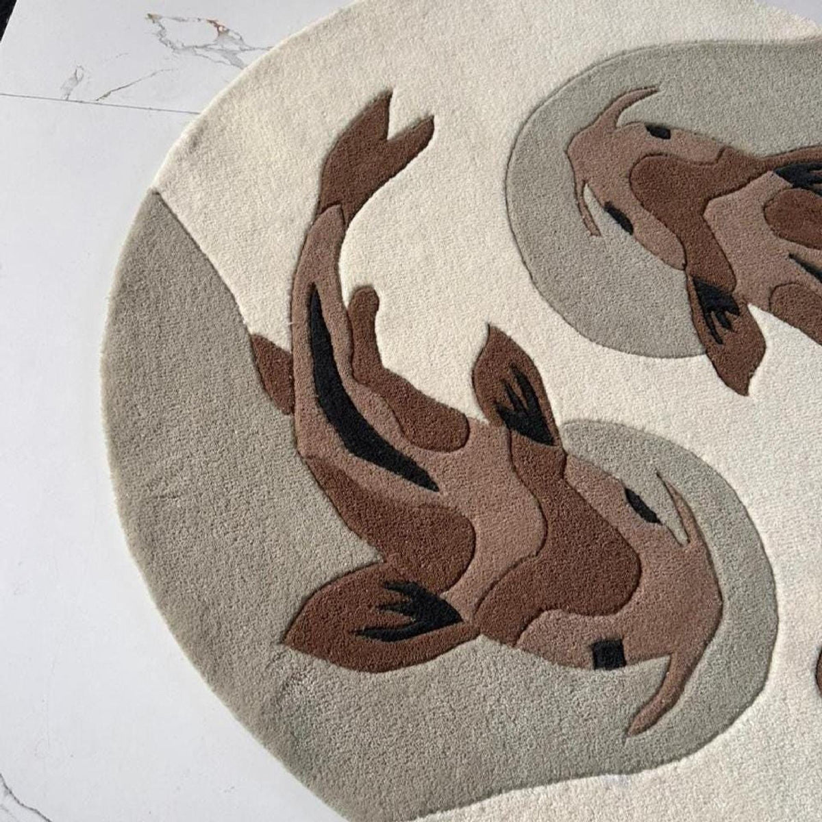 Koi Fish Round Rug – Hand Tufted Japanese Zen Decor Rug – image 8