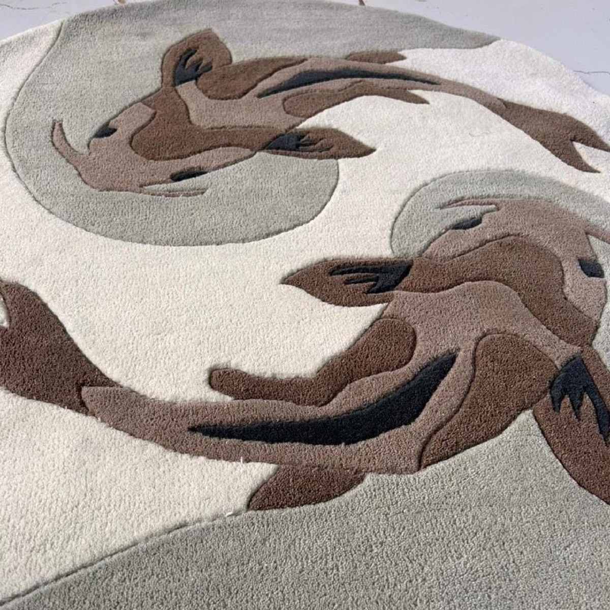 Koi Fish Round Rug – Hand Tufted Japanese Zen Decor Rug – image 9