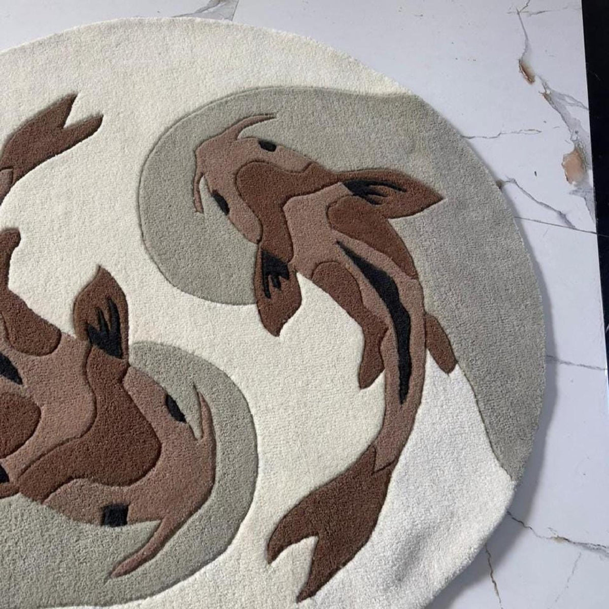 Koi Fish Round Rug – Hand Tufted Japanese Zen Decor Rug – image 10