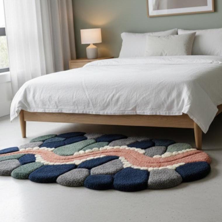 Modern Organic Shape Wool Rug – Hand Tufted Freeform Statement Rug – image 3