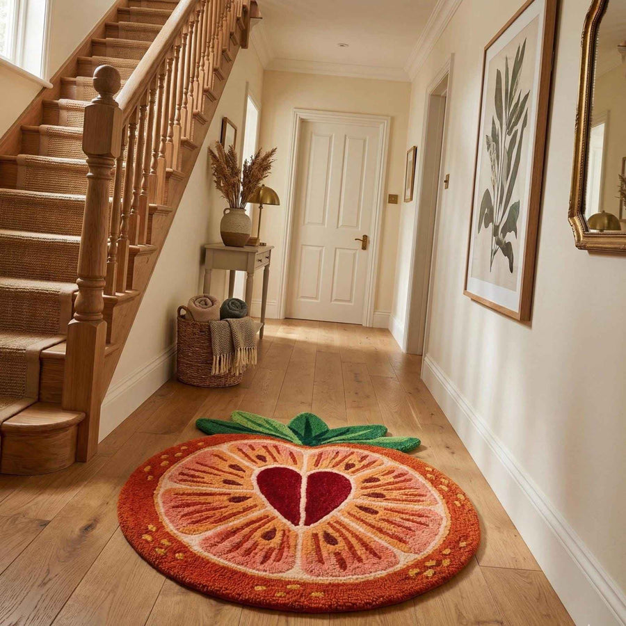 Orange Slice Round Rug – Hand Tufted Novelty Wool Kitchen Rug