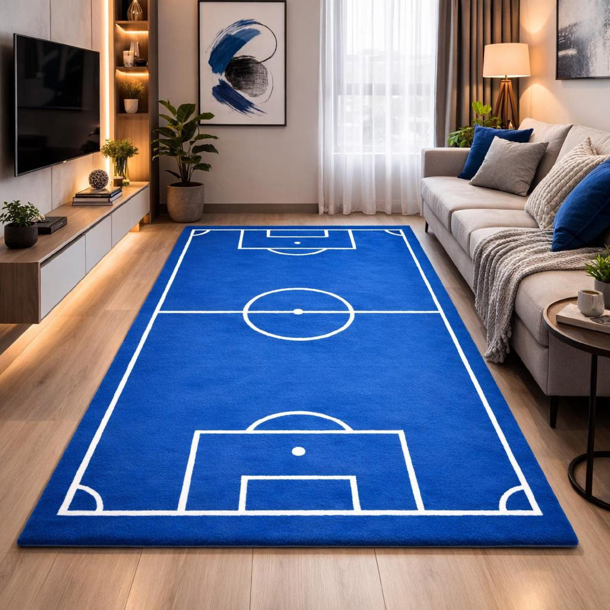Blue Football Pitch Rug – Hand Tufted Kids' Sports Room Rug – image 9