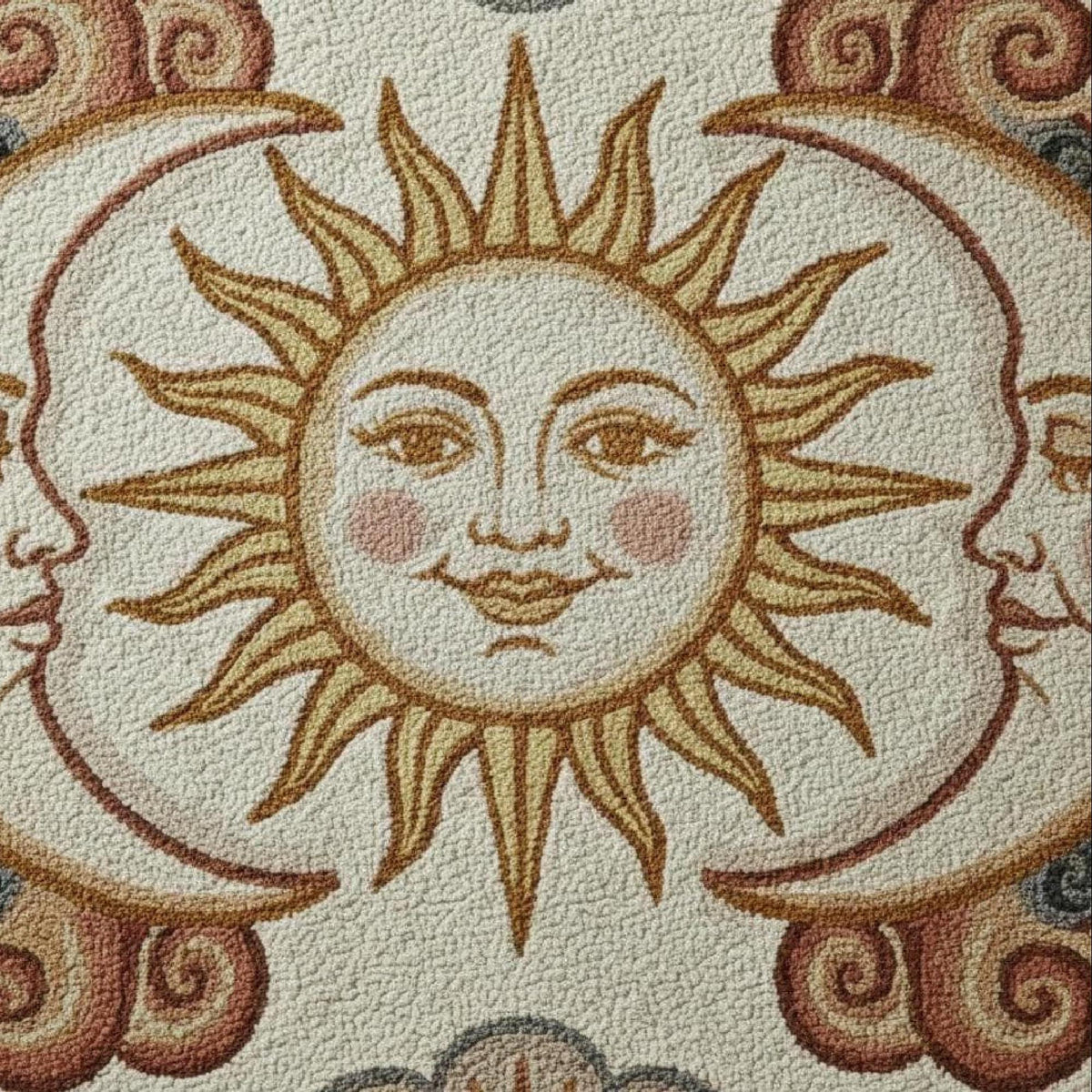 Celestial Sun and Moon Round Rug – Hand Tufted Boho Wool Rug – image 5