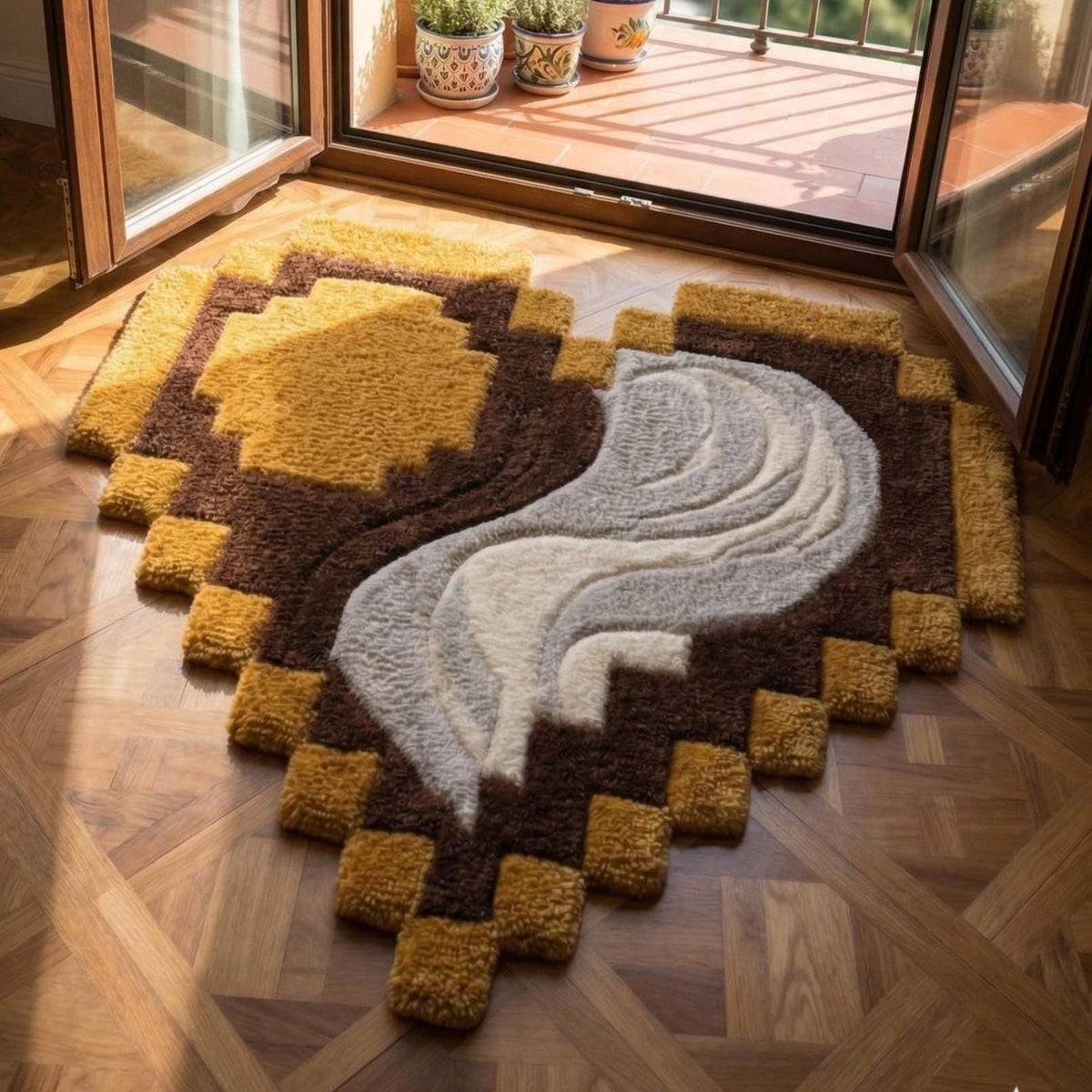 Pixel Heart Wool Rug – Hand Tufted Modern Statement Rug – image 5