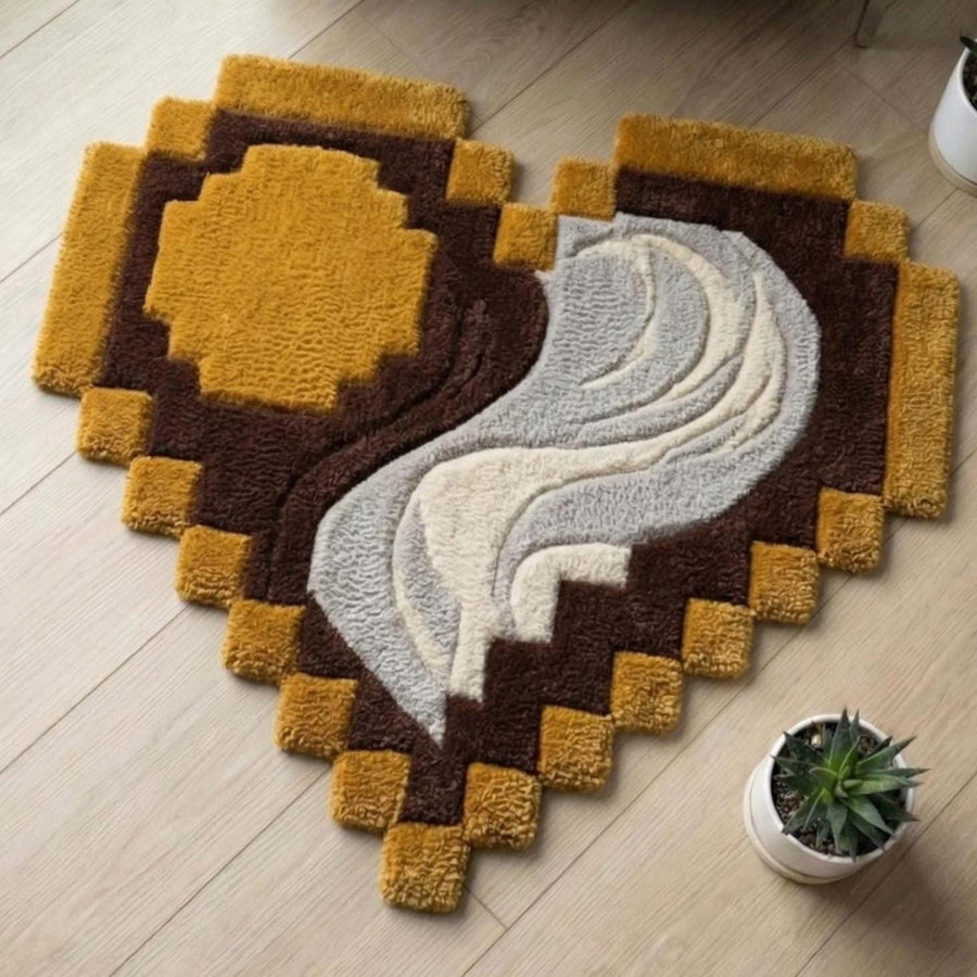 Pixel Heart Wool Rug – Hand Tufted Modern Statement Rug – image 3