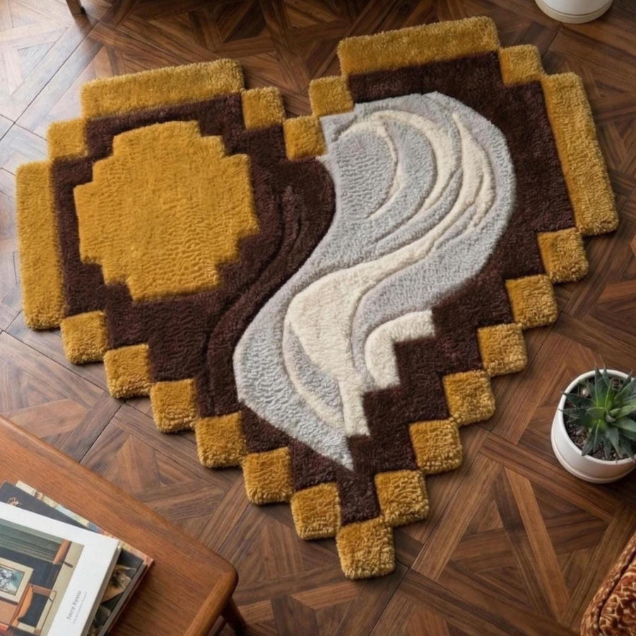 Pixel Heart Wool Rug – Hand Tufted Modern Statement Rug – image 2