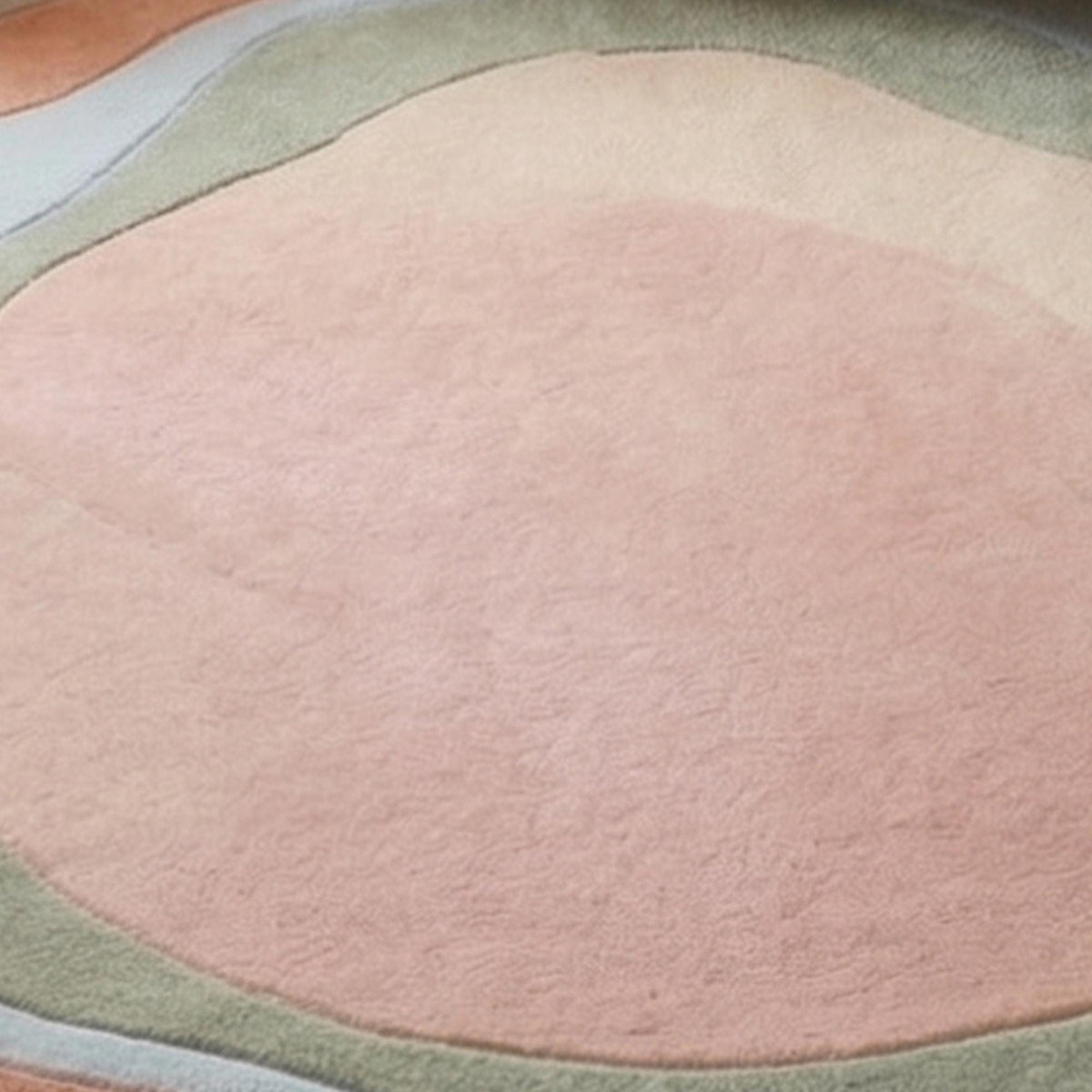 Boho Abstract Round Wool Rug – Hand Tufted Pastel Ring Rug – image 6