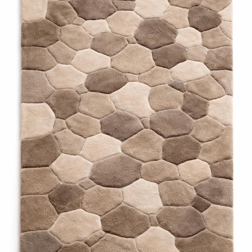 Beige and Taupe Pebble Stone Rug – Hand Tufted 3D Wool Rug – image 2