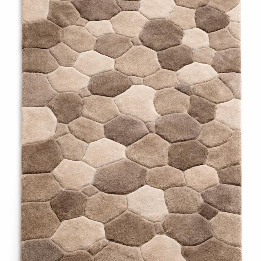 Beige and Taupe Pebble Stone Rug – Hand Tufted 3D Wool Rug – image 2