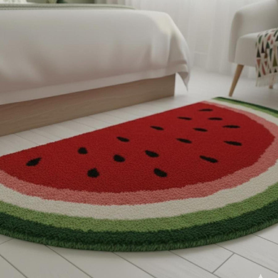 Red Watermelon Slice Rug – Hand Tufted Kawaii Kids' Wool Rug – image 6