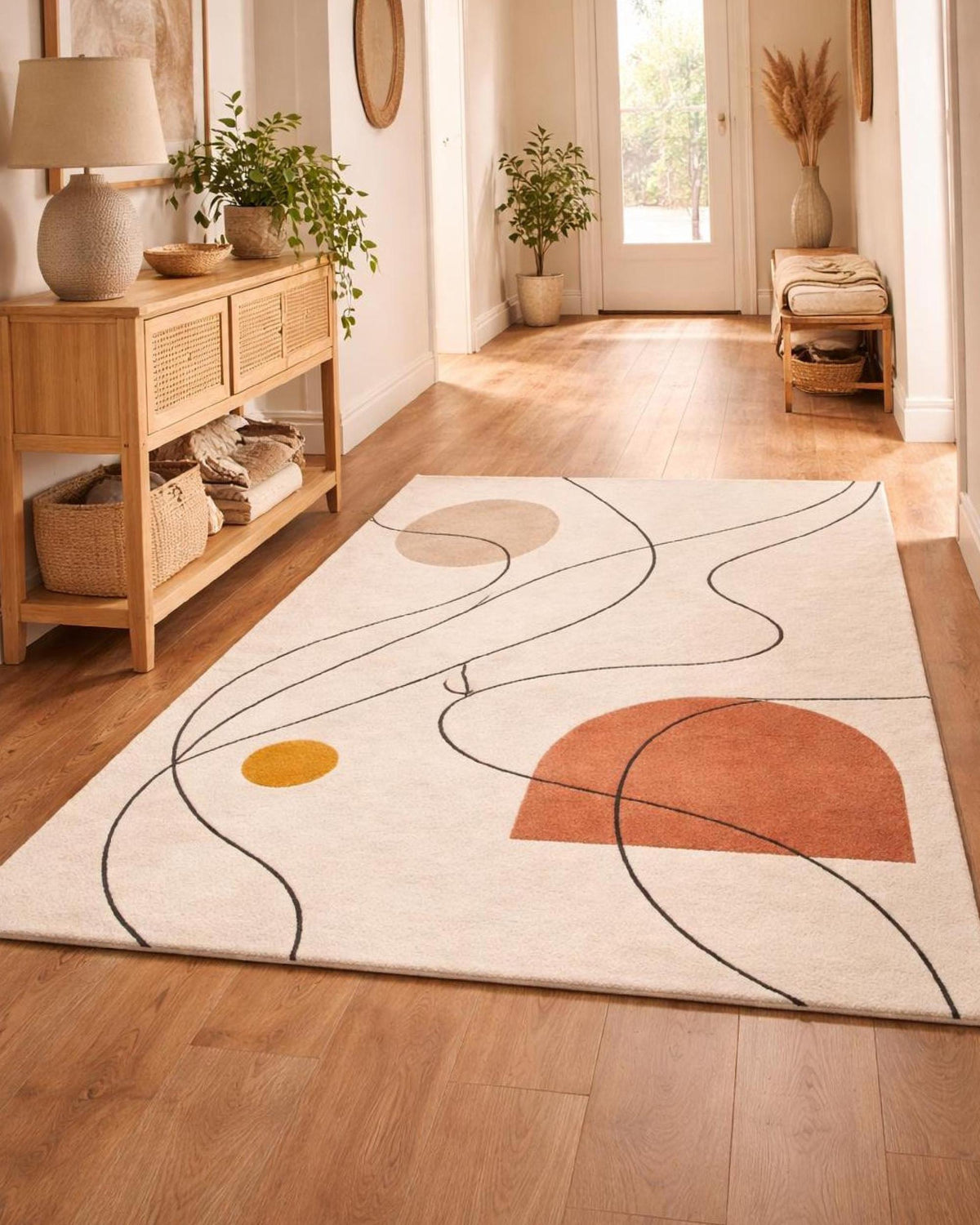 Terracotta Boho Abstract Rug – Hand Tufted Mid Century Modern Rug – image 2