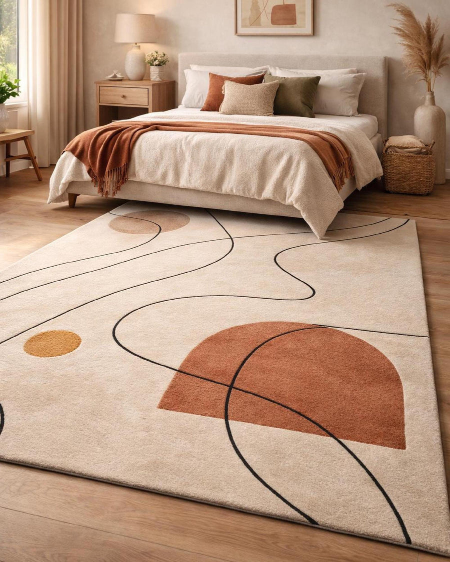Terracotta Boho Abstract Rug – Hand Tufted Mid Century Modern Rug – image 4