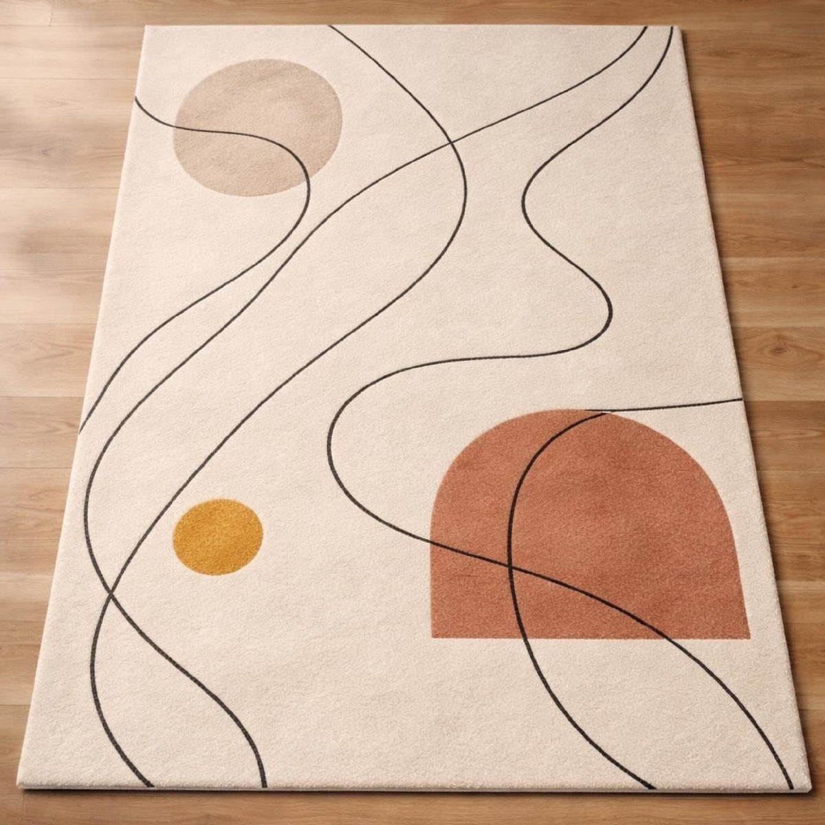 Terracotta Boho Abstract Rug – Hand Tufted Mid Century Modern Rug – image 8