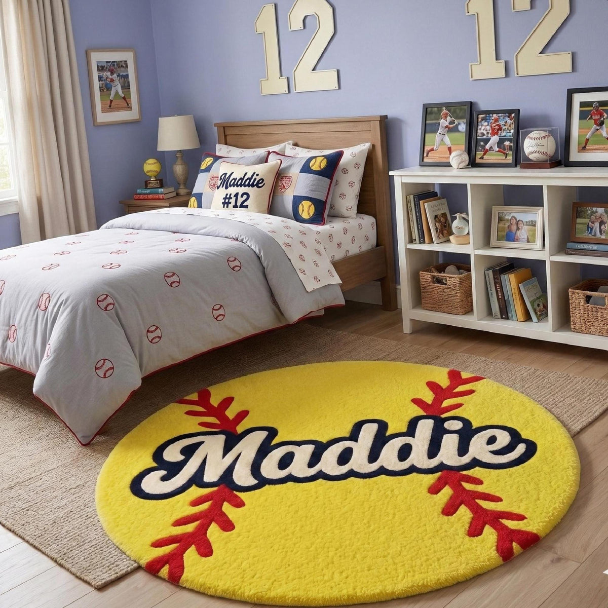 Personalised Softball Name Rug – Hand Tufted Wool Kids' Sports Rug – image 6
