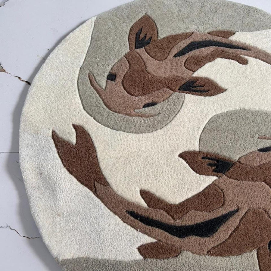 Koi Fish Round Rug – Hand Tufted Japanese Zen Decor Rug – image 3