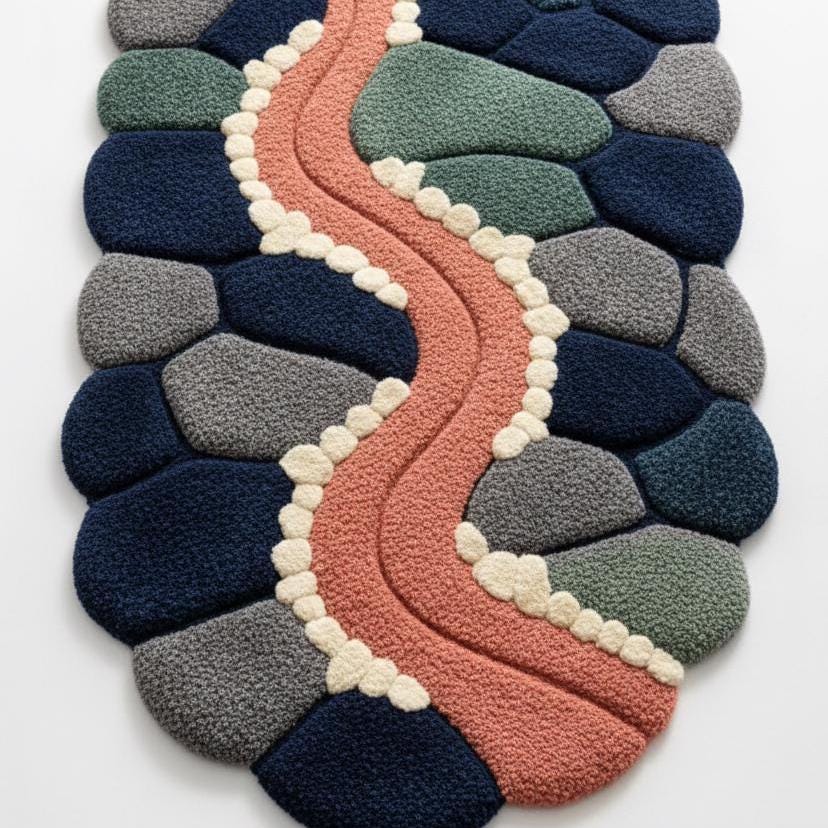 Modern Organic Shape Wool Rug – Hand Tufted Freeform Statement Rug – image 4