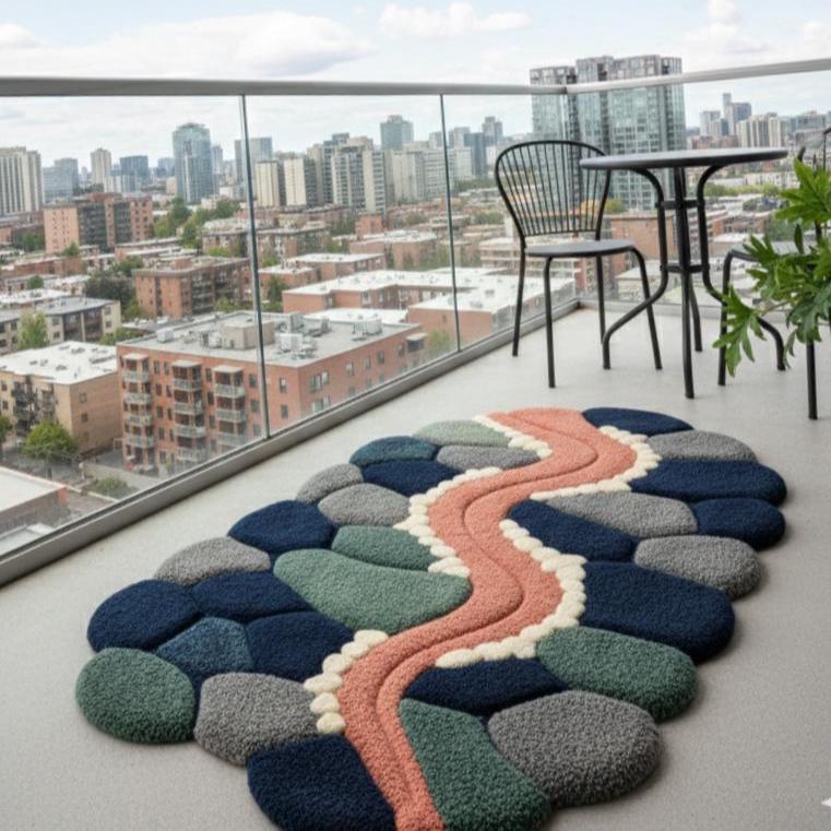 Modern Organic Shape Wool Rug – Hand Tufted Freeform Statement Rug
