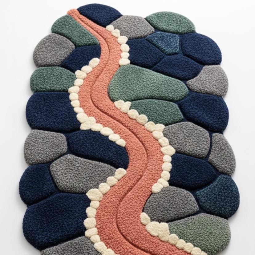 Modern Organic Shape Wool Rug – Hand Tufted Freeform Statement Rug – image 6