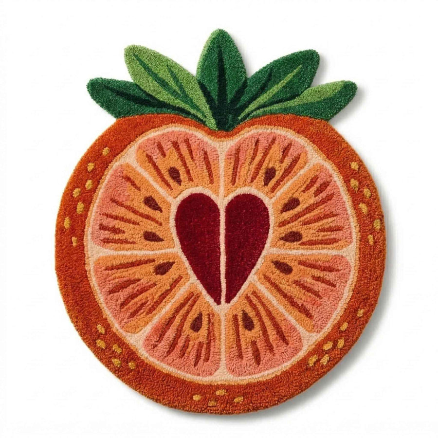 Orange Slice Round Rug – Hand Tufted Novelty Wool Kitchen Rug