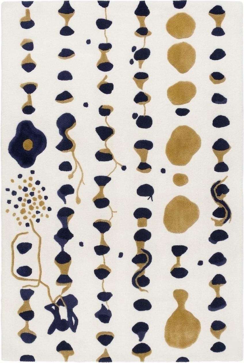 Navy, Gold and Ivory Abstract Wool Rug – Hand Tufted Sculpted Rug – image 4