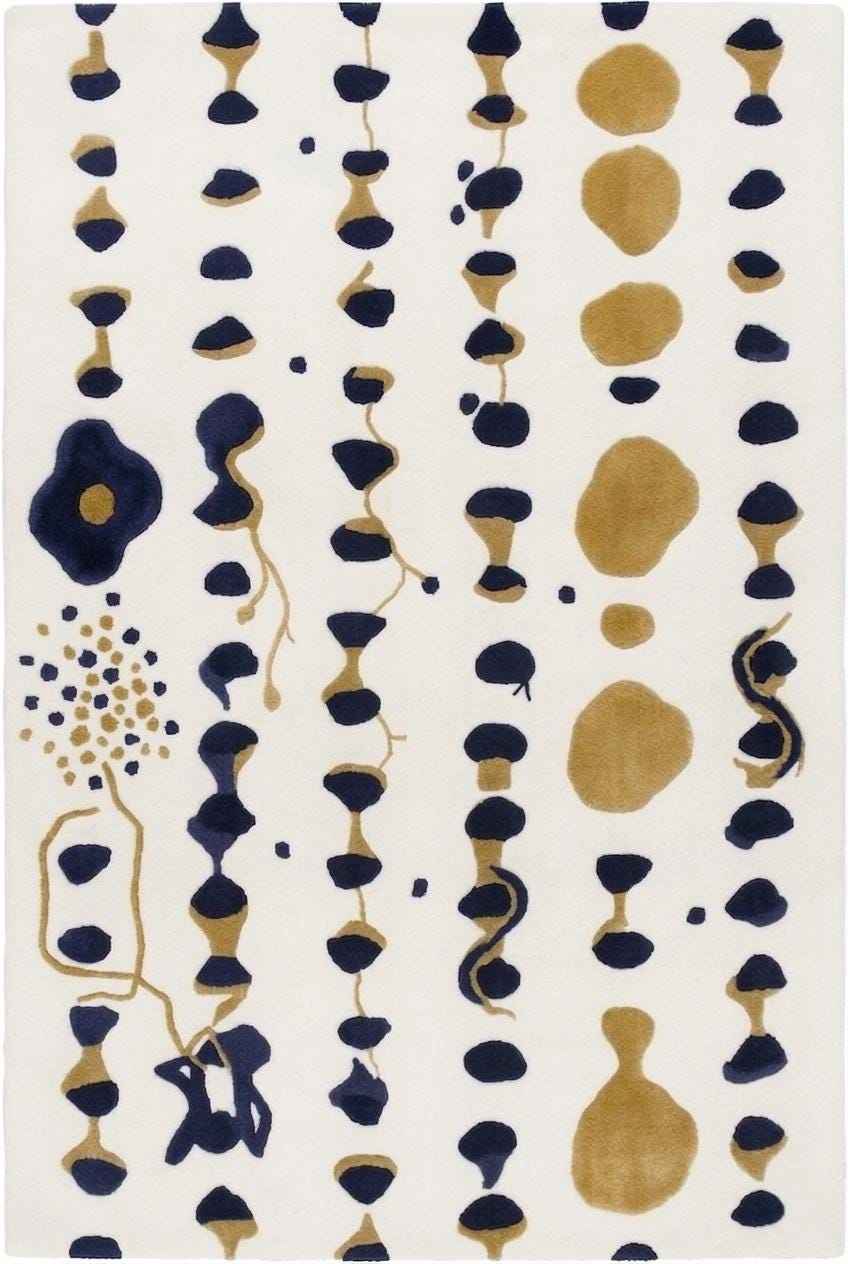 Navy, Gold and Ivory Abstract Wool Rug – Hand Tufted Sculpted Rug