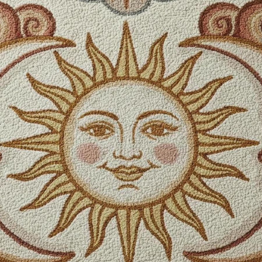 Celestial Sun and Moon Round Rug – Hand Tufted Boho Wool Rug – image 3