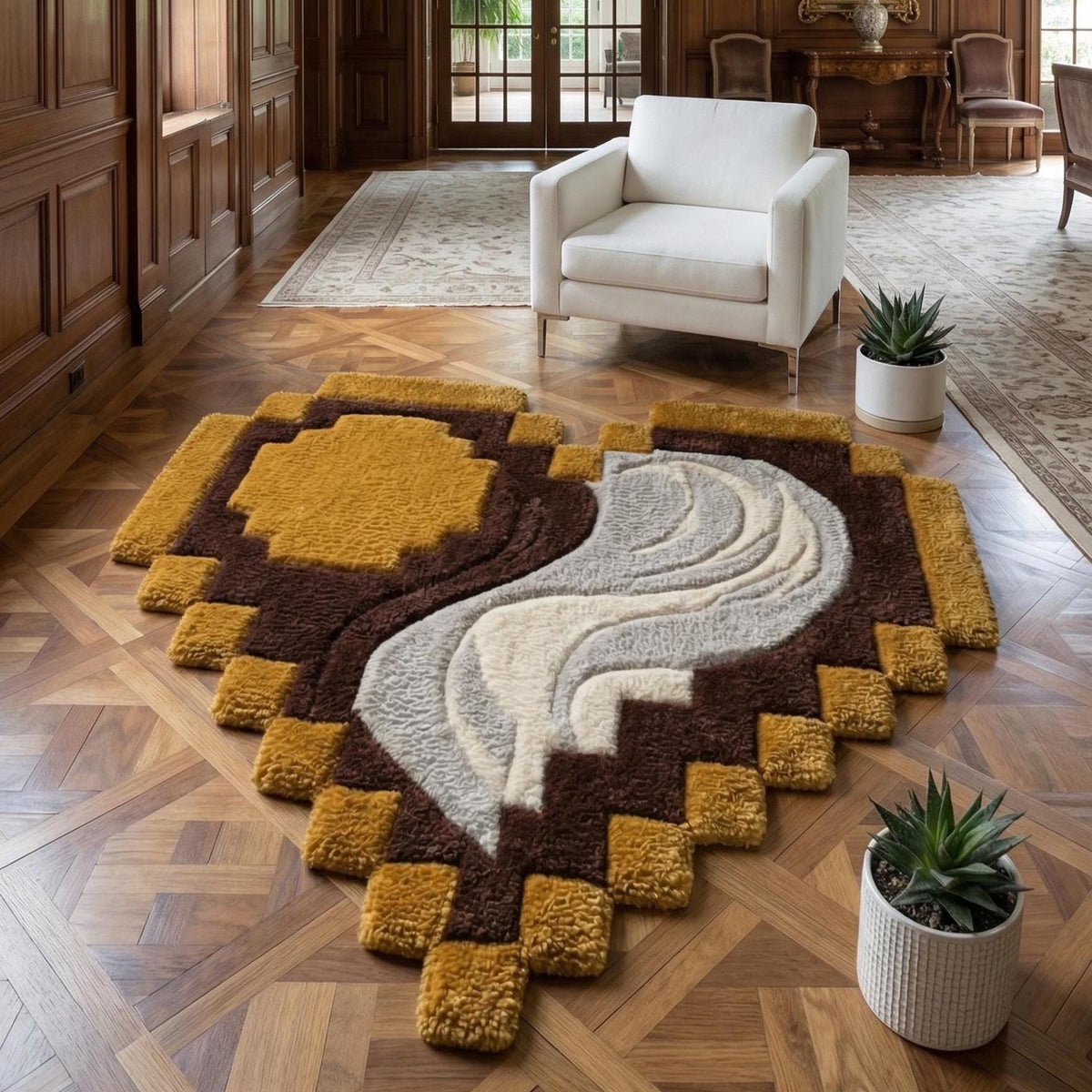 Pixel Heart Wool Rug – Hand Tufted Modern Statement Rug – image 1