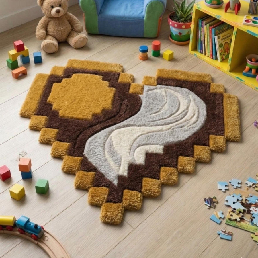 Pixel Heart Wool Rug – Hand Tufted Modern Statement Rug – image 4