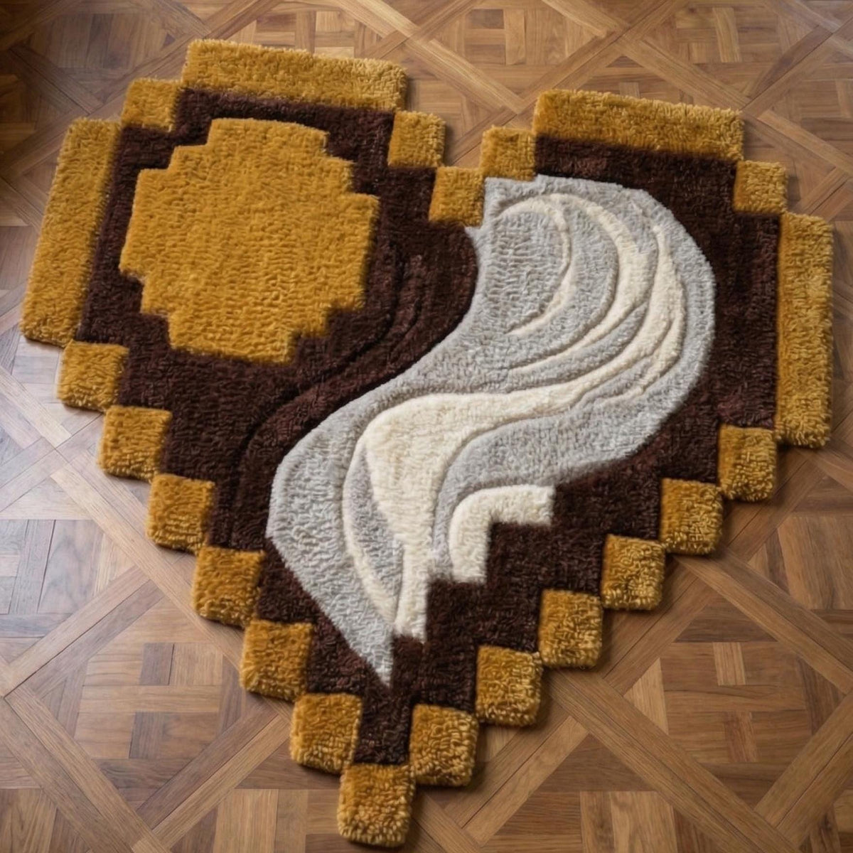 Pixel Heart Wool Rug – Hand Tufted Modern Statement Rug – image 6