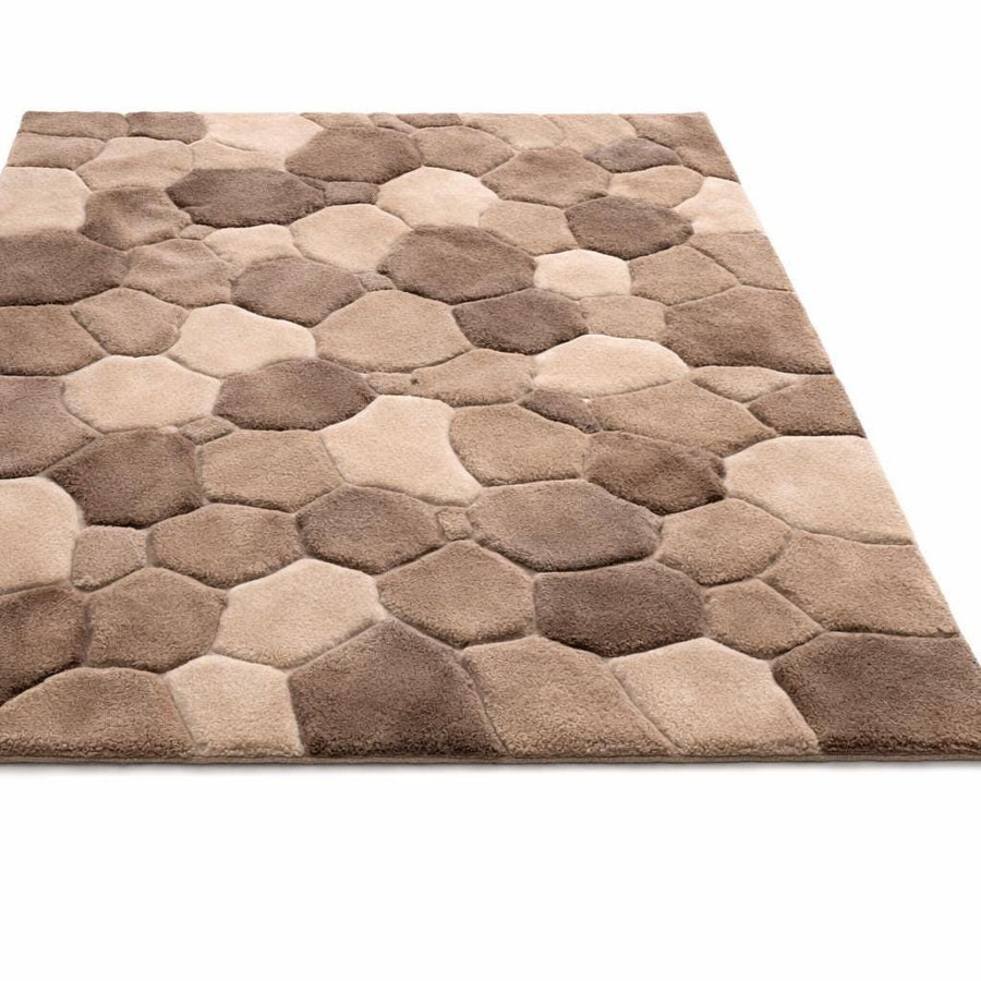 Beige and Taupe Pebble Stone Rug – Hand Tufted 3D Wool Rug – image 4