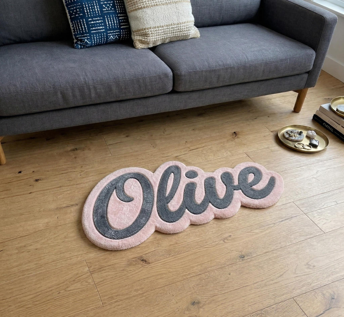 Personalised Kids' Name Rug – Hand Tufted Wool Custom Text Rug – image 1