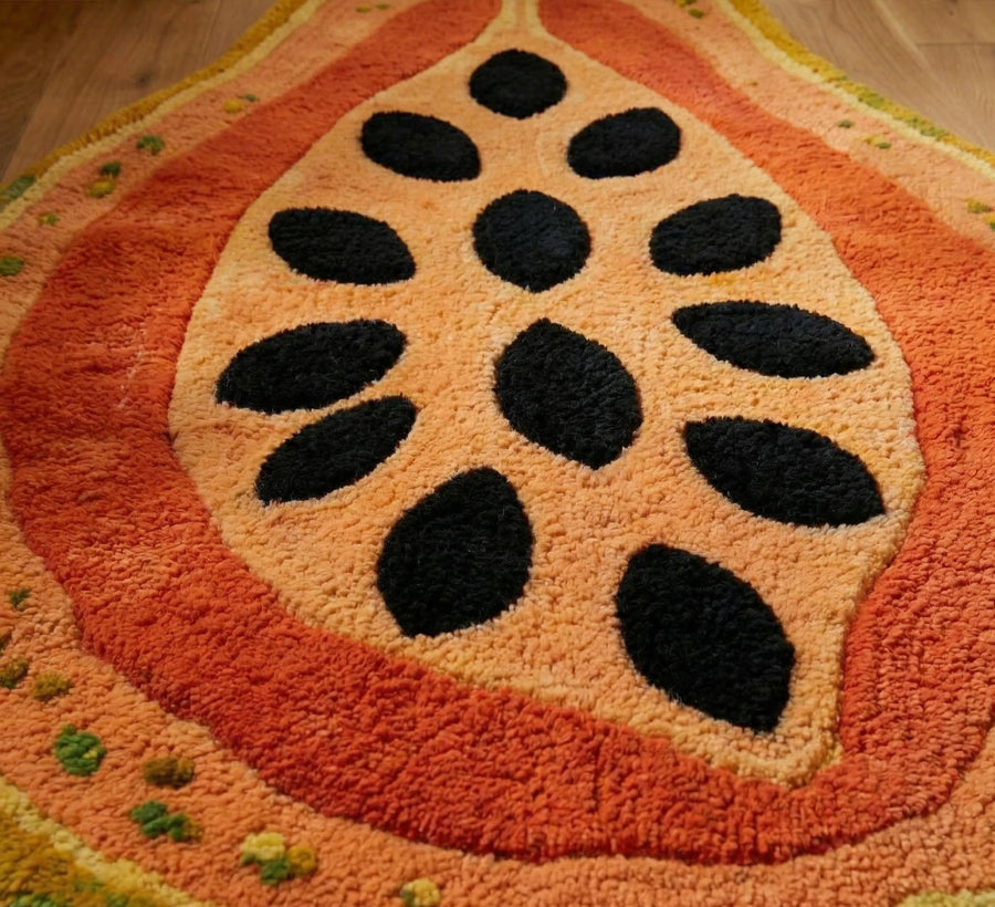 Papaya Fruit Shaped Rug – Hand Tufted Novelty Kitchen Rug – image 3